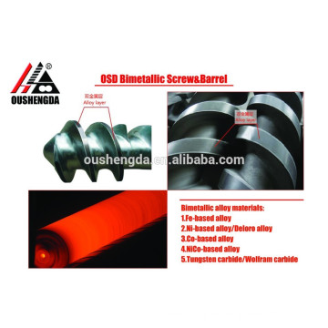 Barril de tornillo bimetálico excelente resistencia tanto al desgaste como a la corrosión